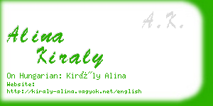 alina kiraly business card